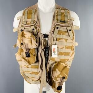 CHRISTOPHER RAEBURN Size M Beige Camel Camo Mesh Utility Vest